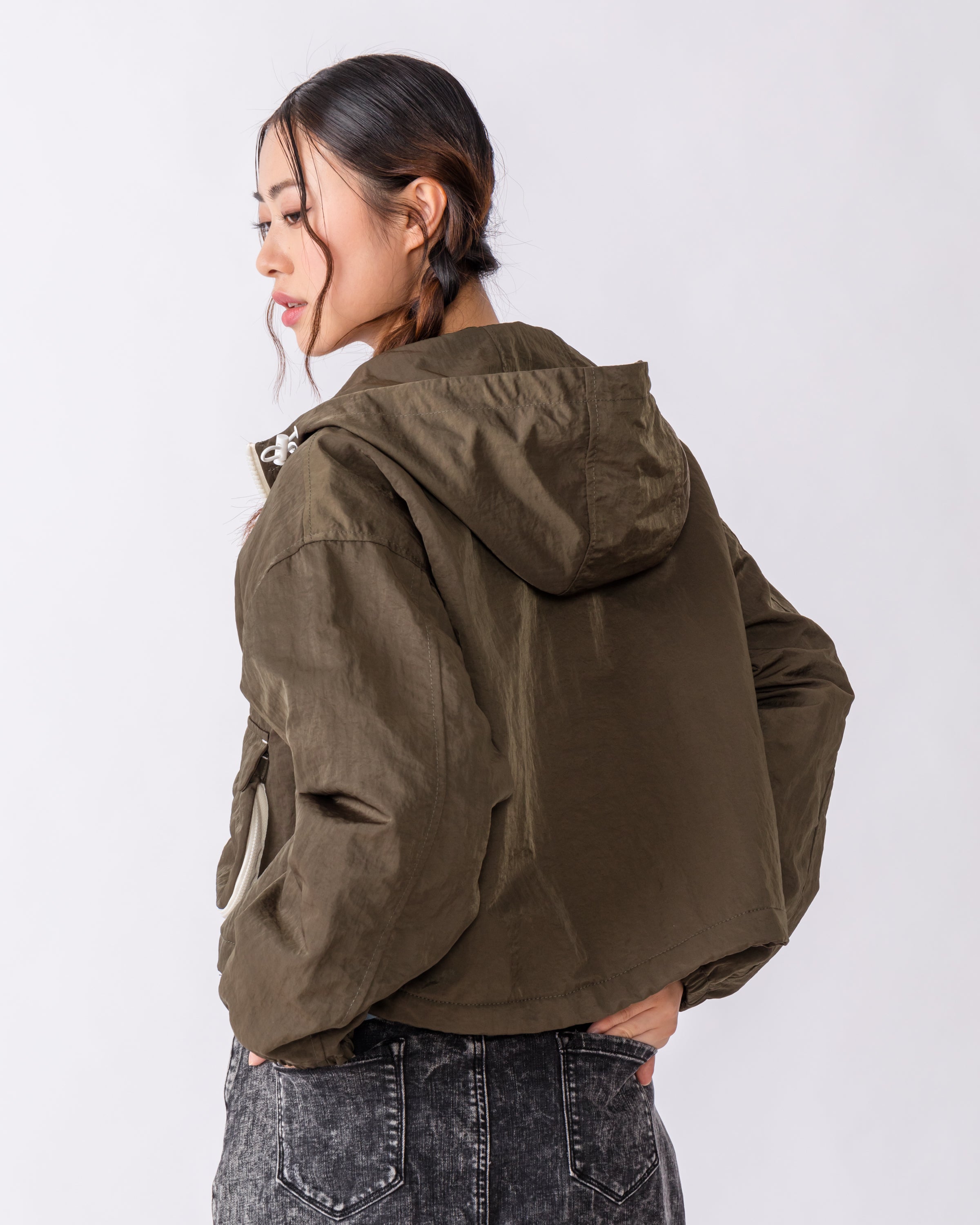 TOUGH JEANSMITH Cargo patch pocket hooded jacket