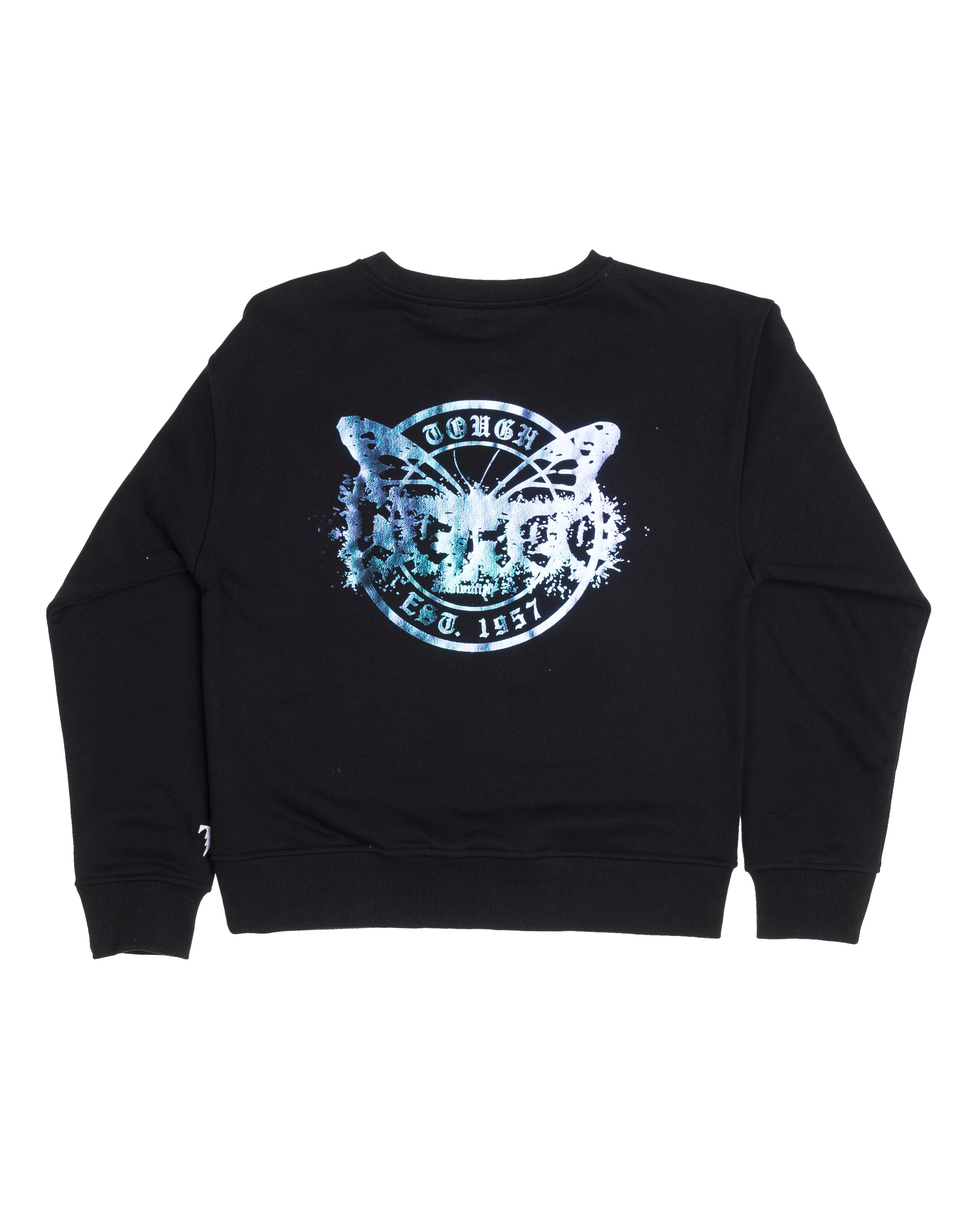 TOUGH JEANSMITH metallic butterfly print crew neck sweatshirt