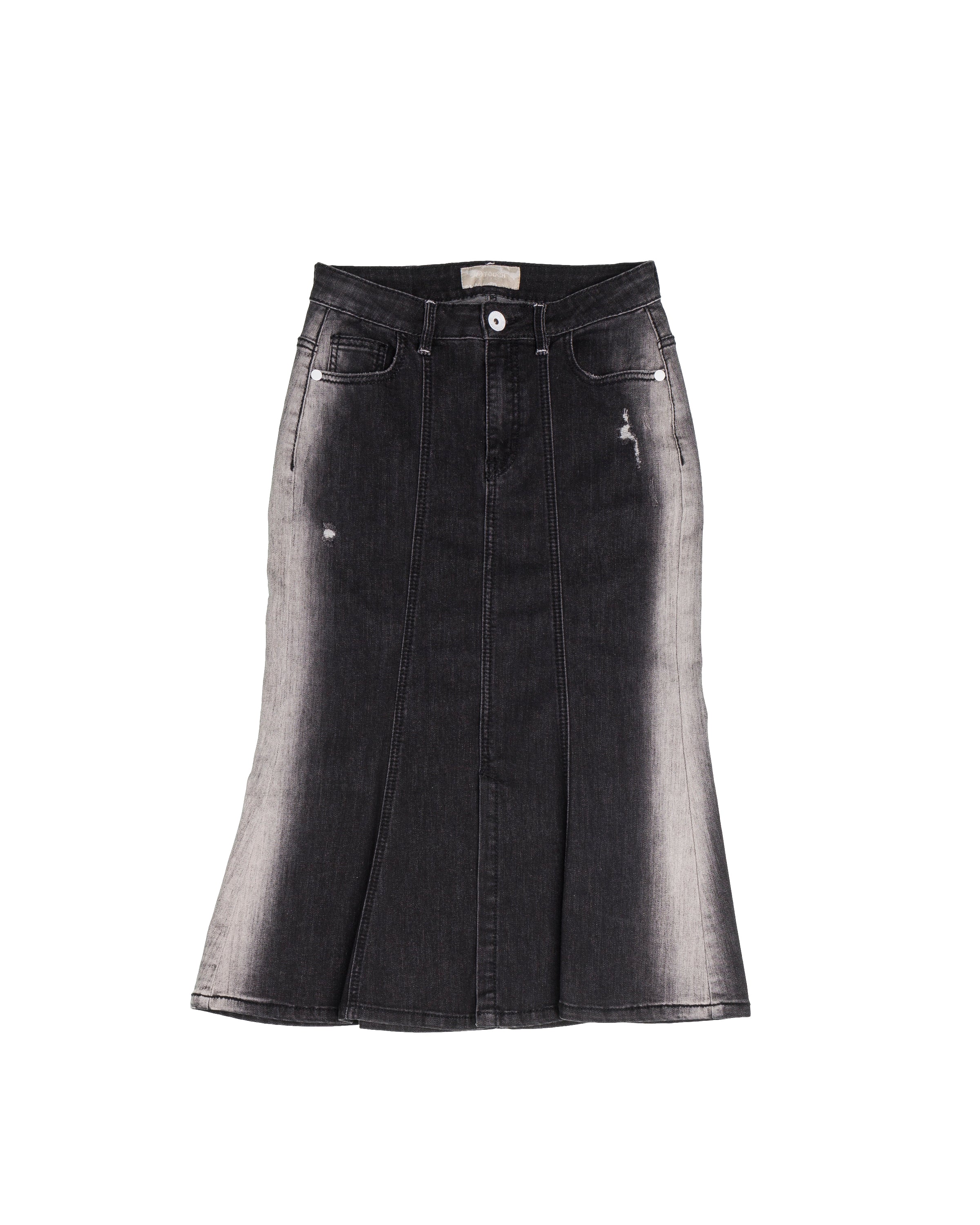 TOUGH JEANSMITH spray-colored black cow fishtail skirt