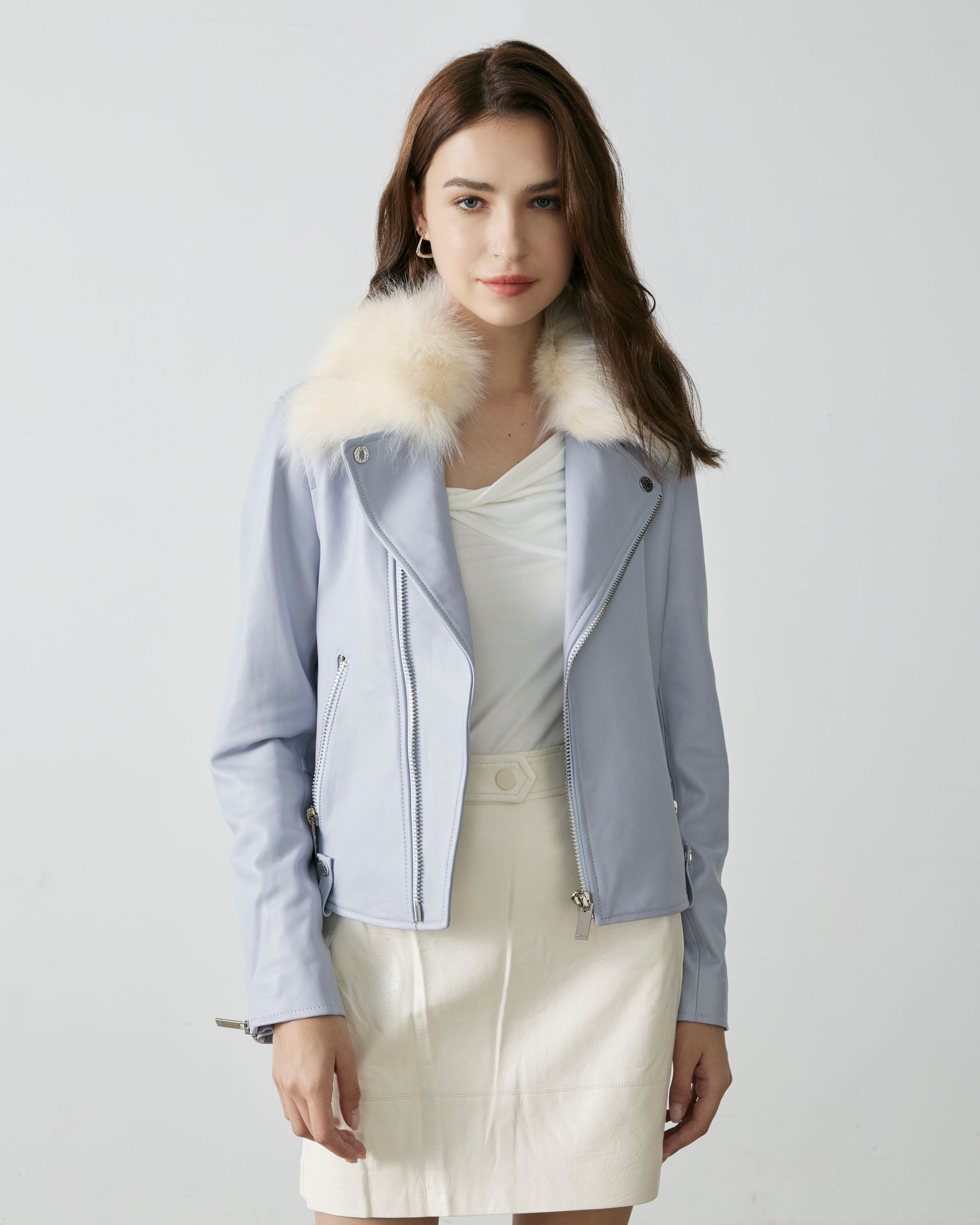 Salad reverse collar fur coat