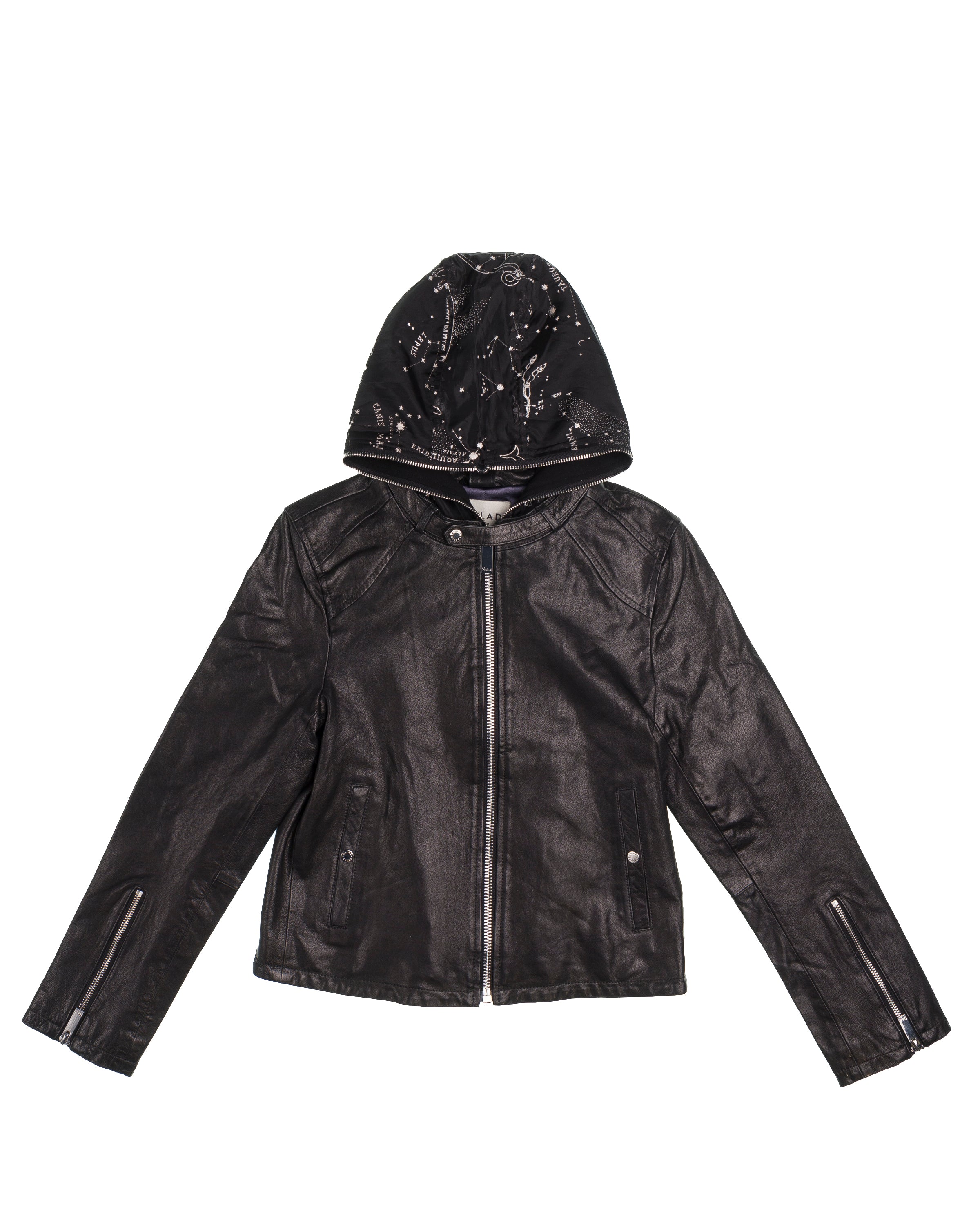 Salad starry sky hat turtleneck leather jacket