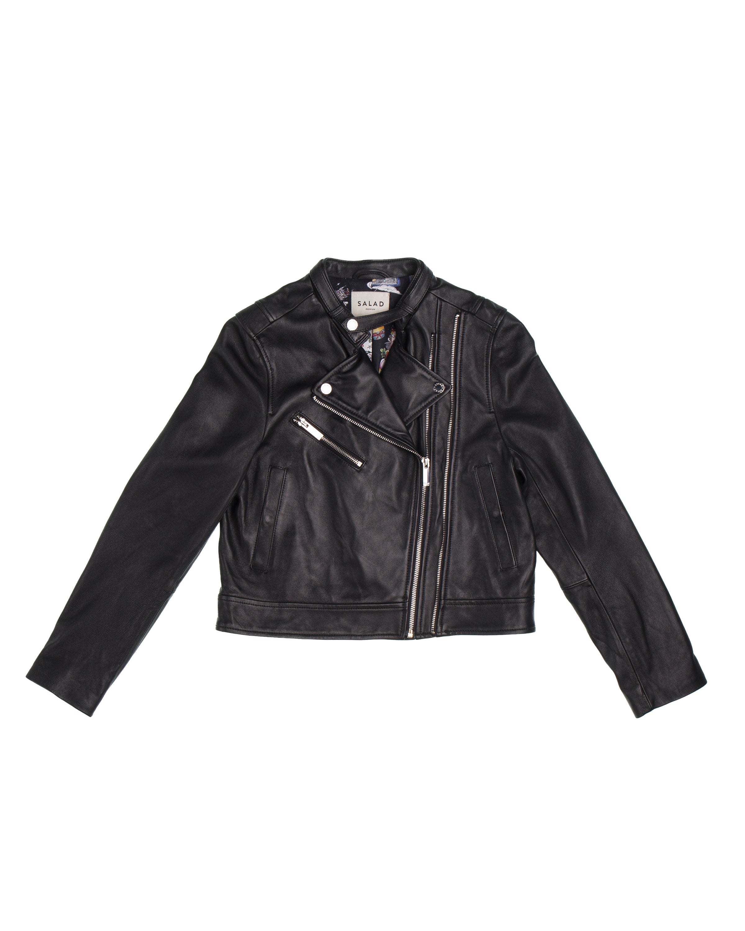 Salad double zip leather jacket