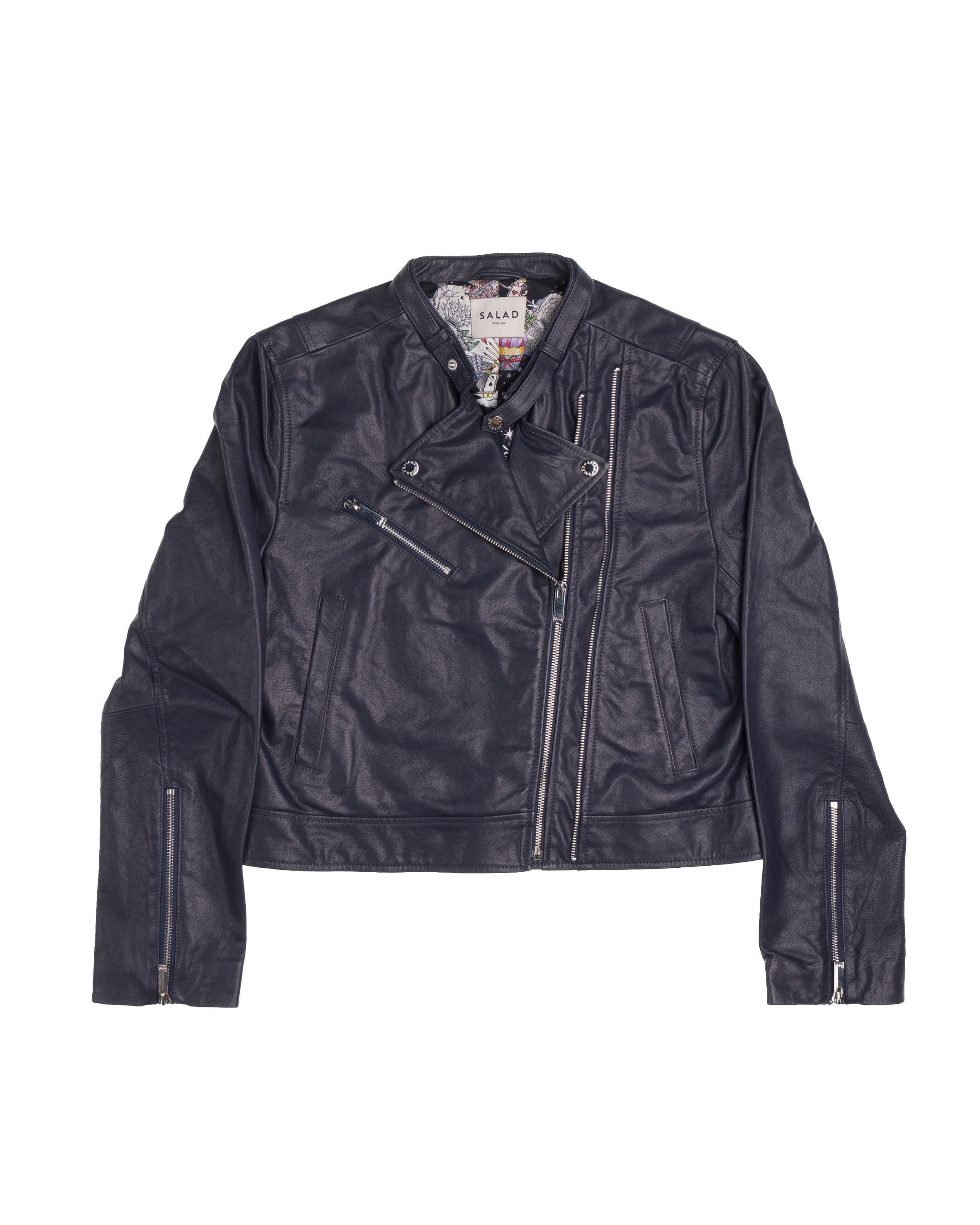 Salad double zip leather jacket