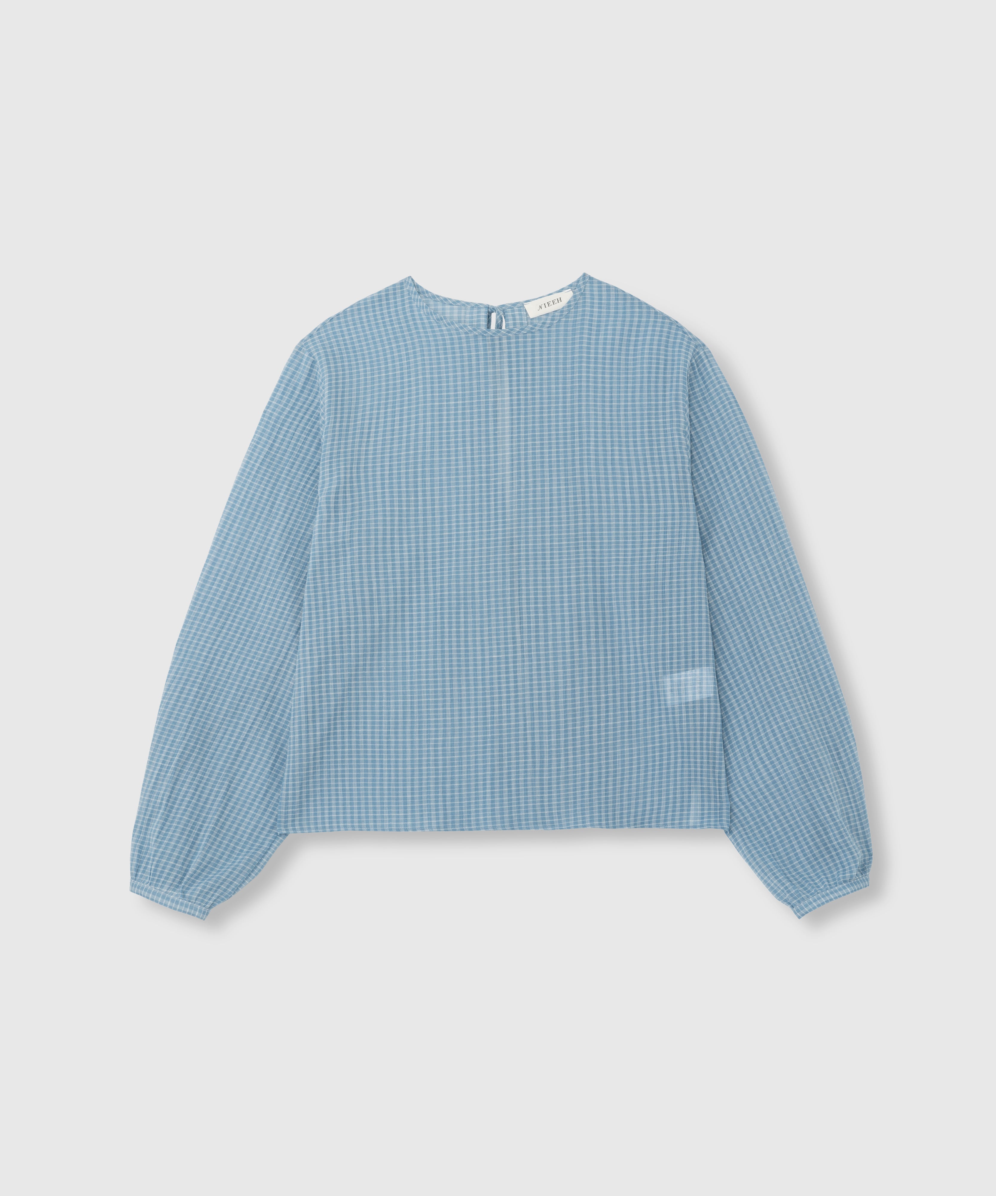 NIEEH BLUE SHEER CHECK LONG SLEEVE