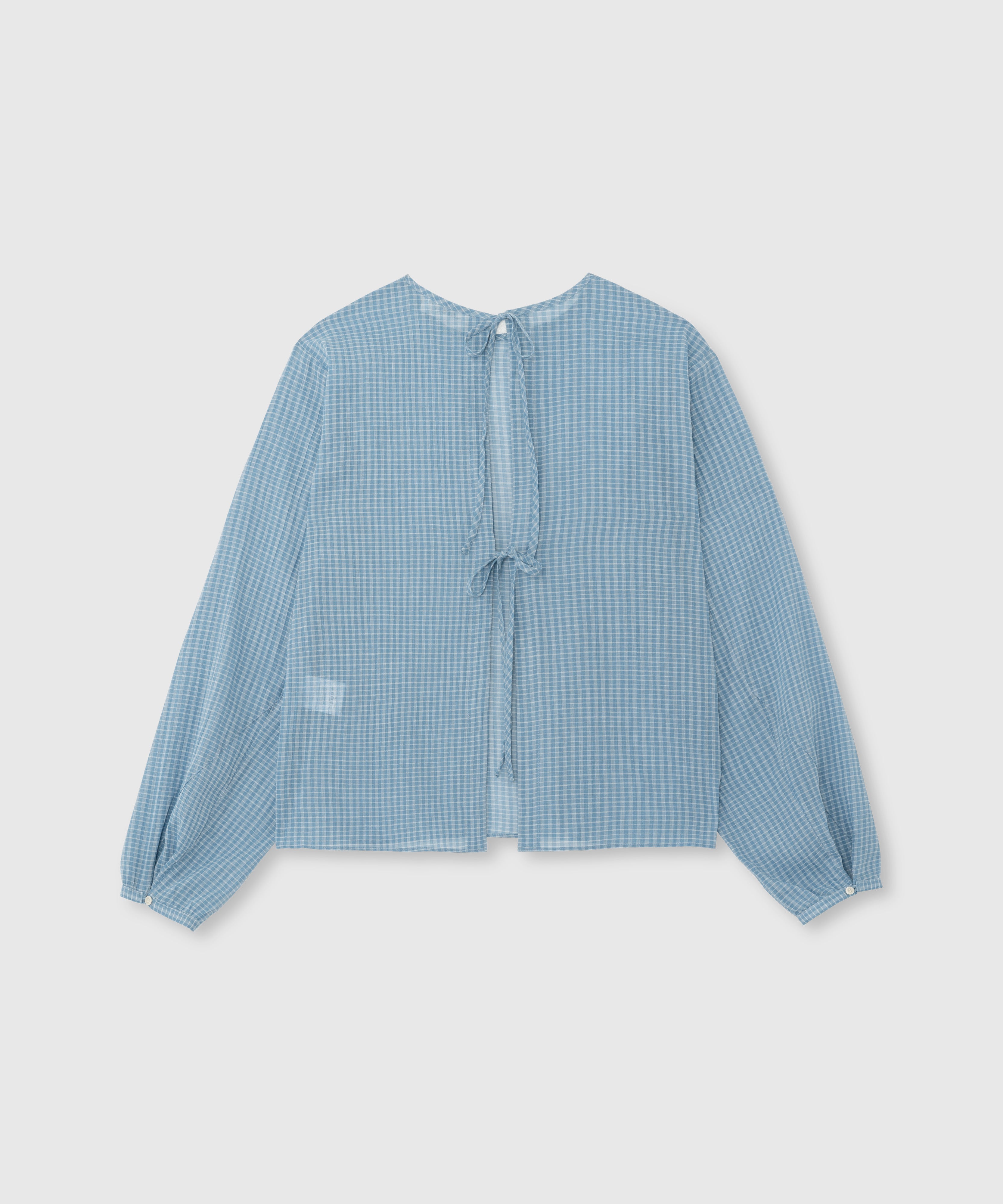 NIEEH BLUE SHEER CHECK LONG SLEEVE