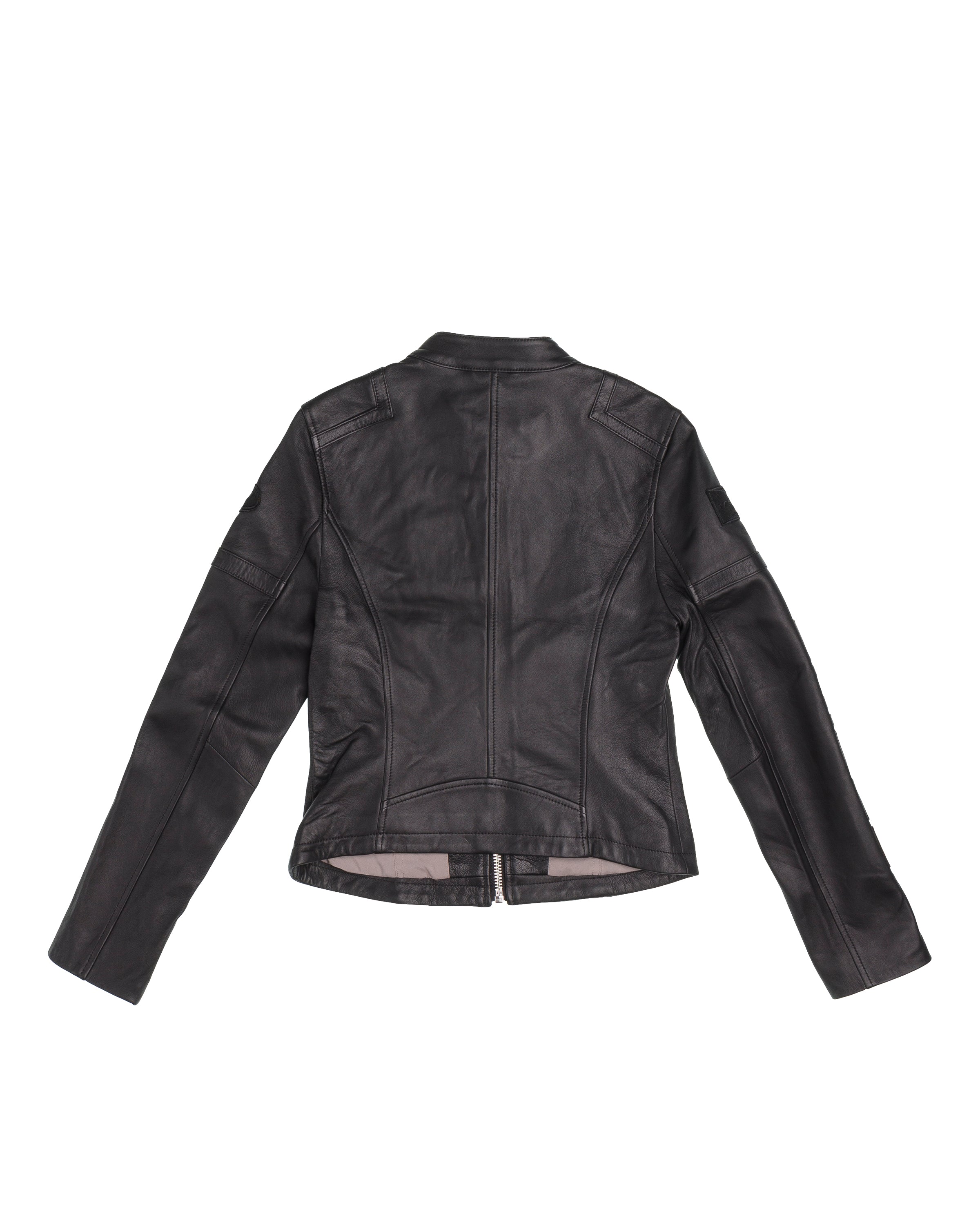 AN-NATASHA racing style zipper leather jacket