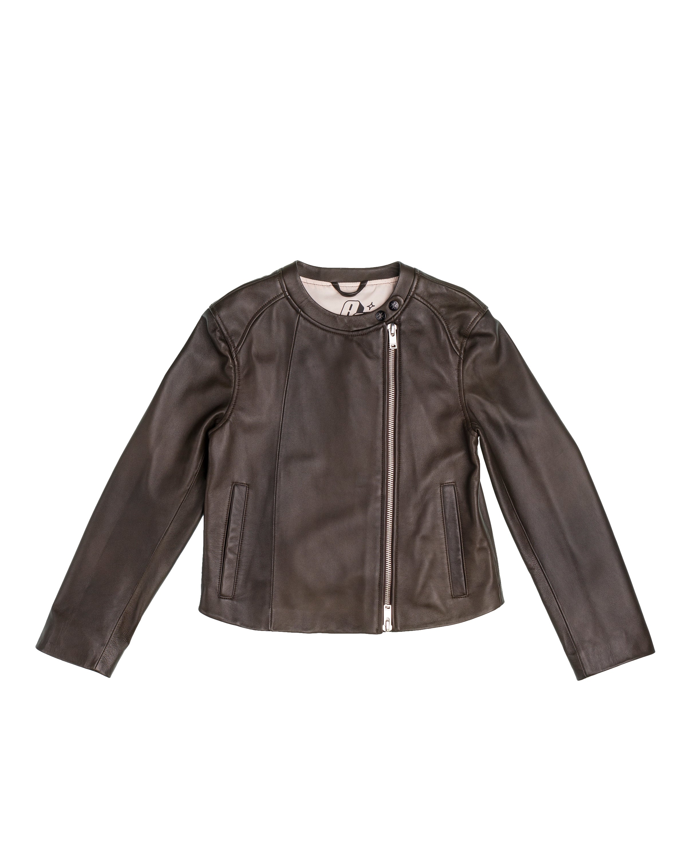 AN-NATASHA Side zipper RIDER leather jacket