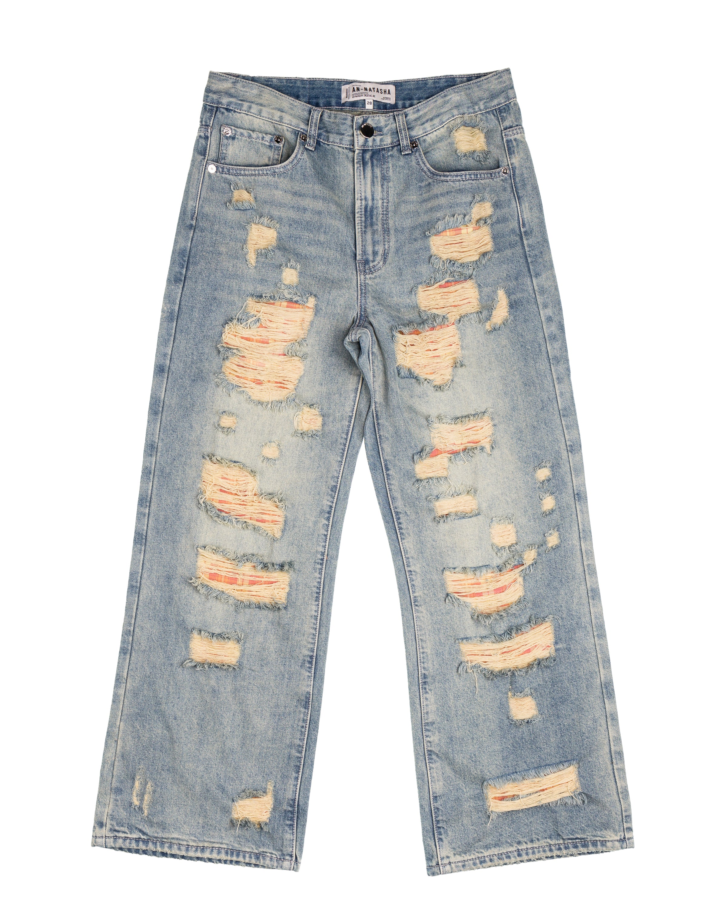 AN-NATASHA low-rise ripped straight-leg jeans