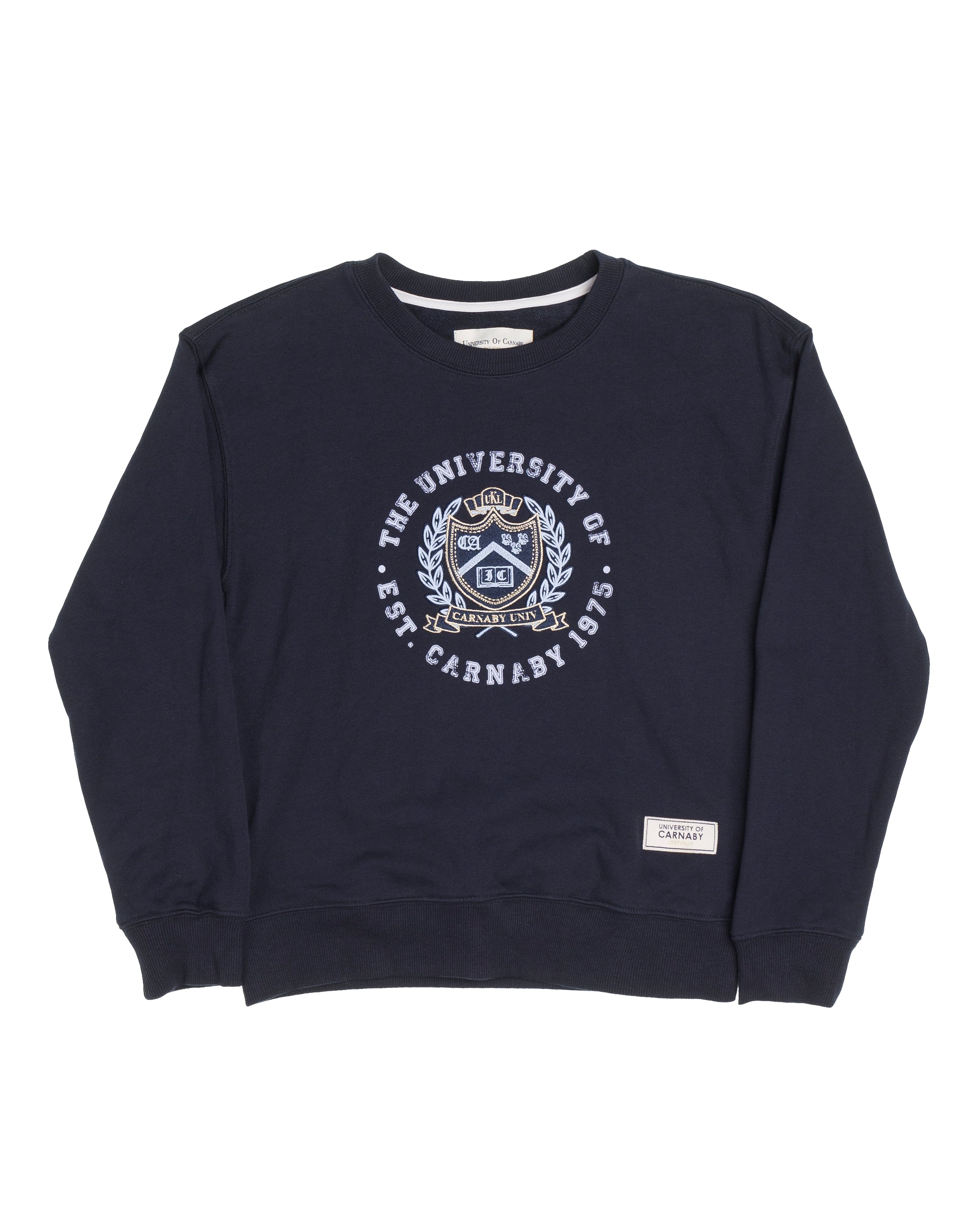 University of Carnaby Crewneck Badge Fitted Pullover Sweatshirt